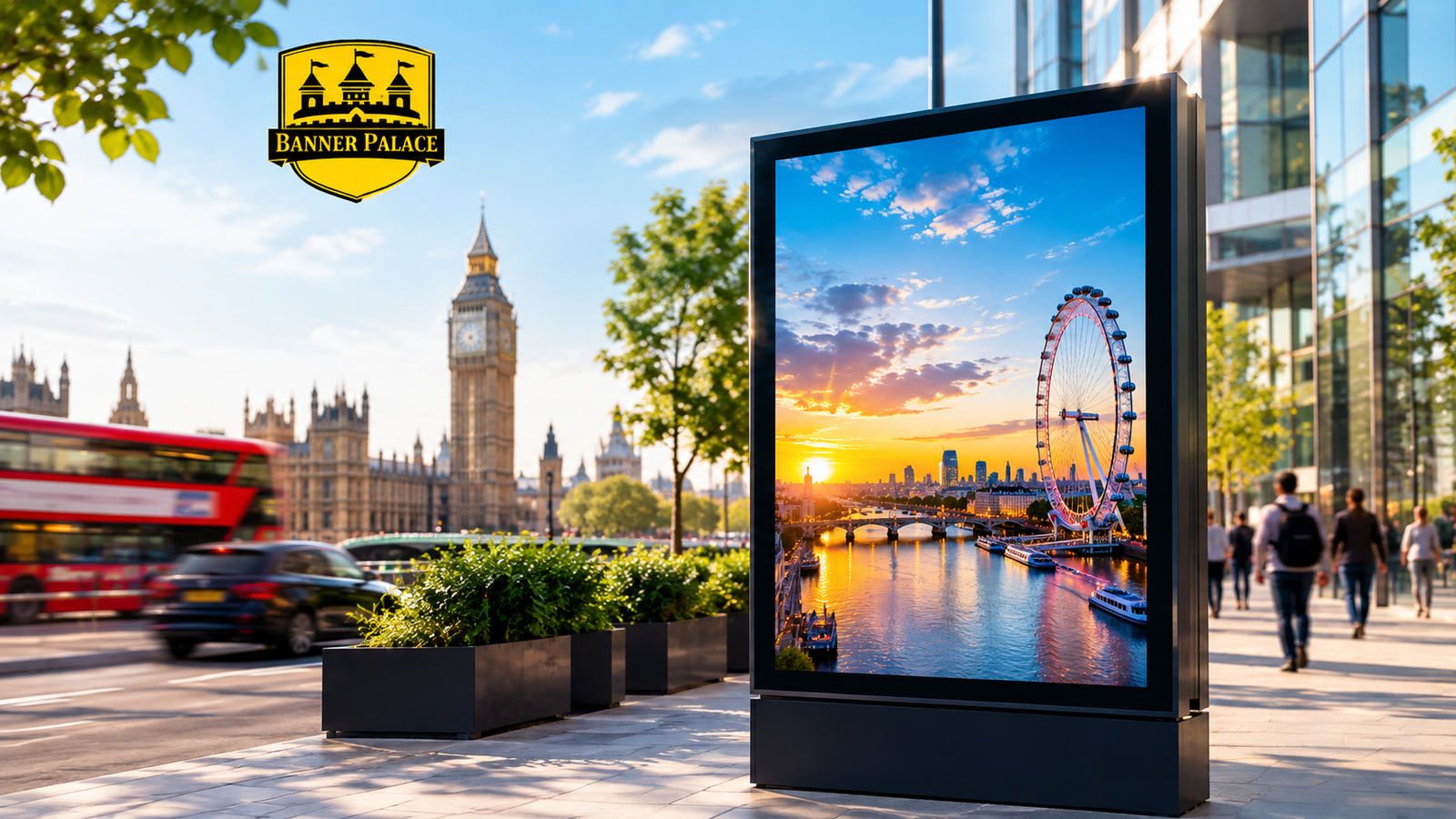 Digital LED billboard advertising in a busy UK city location
